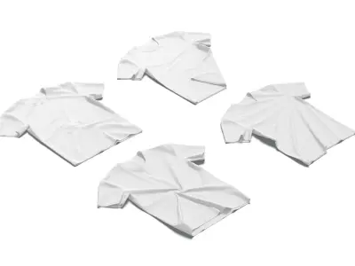 Flat Lay T-shirt fabric types - crimpled twisted folded tshirt Low-poly 3D model