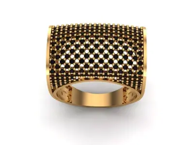 Jewelry gold ring with diamonds 3D print model