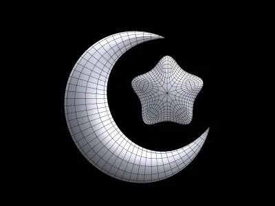 Crescent Moon And Star 3D model