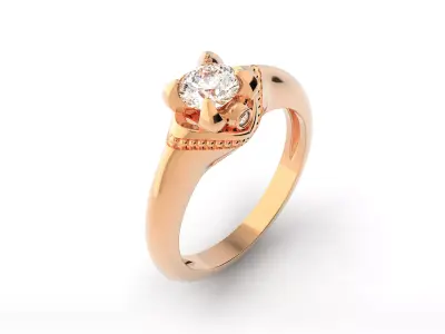 D-0725 engagement ring in rose gold 3D print model