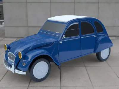 Citroen 2CV Low-poly 3D model