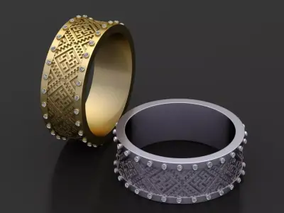 Geometric Heritage Band   3D Printable Ring Model 3D print model