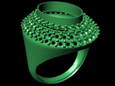 Women Ring 75 low weight oval cabochon diamond cut women ring 3D print model