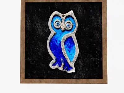 owl relief painting Low-poly 3D model