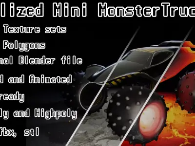 Mini MonsterTruck Low-poly 3D model