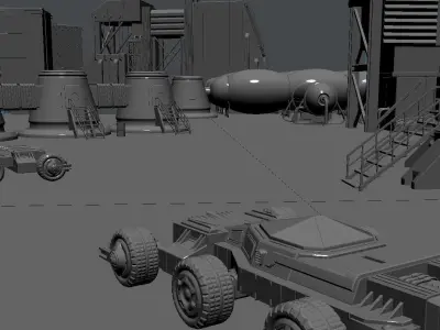 Mars Colony Base Low-poly 3D model