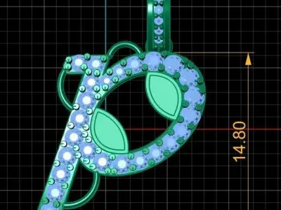 LUXURY ALPHABET P PENDAANT 3D PRINTABLE MODEL 3D print model