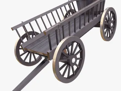 Wooden Cart 3D Low-poly 3D model