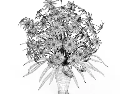 Purple Flowers in Glass Vase 3D model