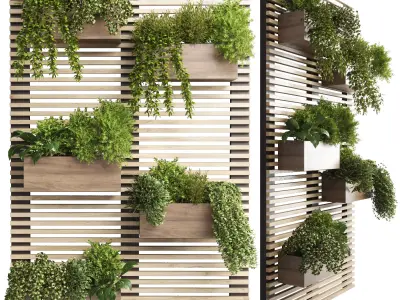 Indoor plant-plant stand wood vase 03 Low-poly 3D model