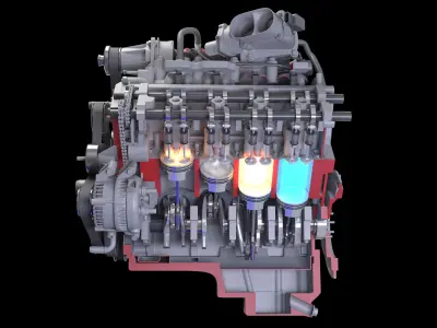 How Engine Ignition Works Cutaway Animation 3D model