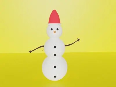 Snowman 3D Model Free Free low-poly 3D model