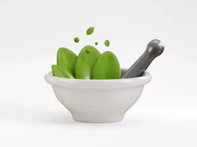 Nature herbal plant with bowl Low-poly 3D model