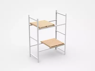 Industrial Shelf With Two Wooden Trays 3D model
