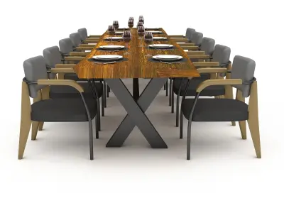 dining table 014 3D Low-poly 3D model