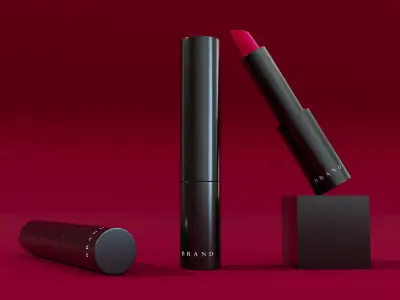Lipstick with customised brand name Low-poly 3D model