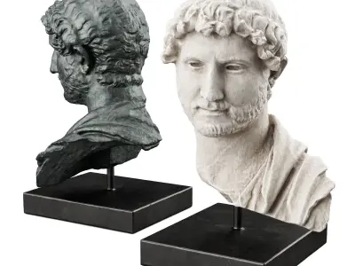 Hadrian bust sculpture Low-poly 3D model