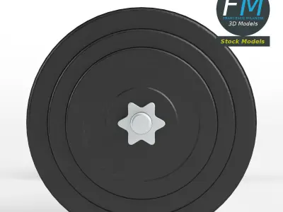 Gym equipment plate and bar 3D model