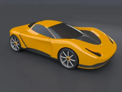 Yellow toy car concept 3D print model