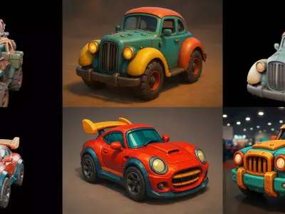 Stylized Car Advanced model bundle 17 pack 100 glb 3D model