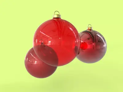 Glass christmas decoration Red baubles  Free 3D model