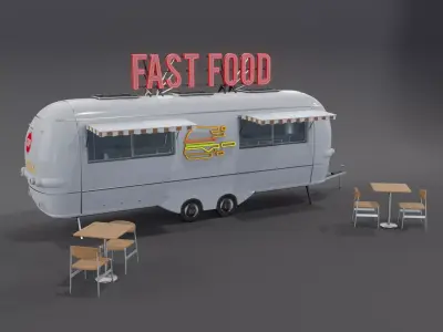 Wite Fast Food Trailer 3D model
