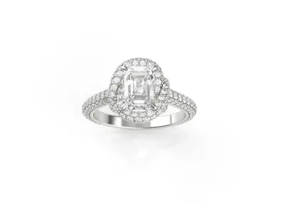 Emerald Cut Fancy Engagement Ring 3D print model