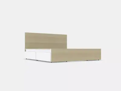 MALM Bed frame high w 2 storage boxes 29 Low-poly 3D model