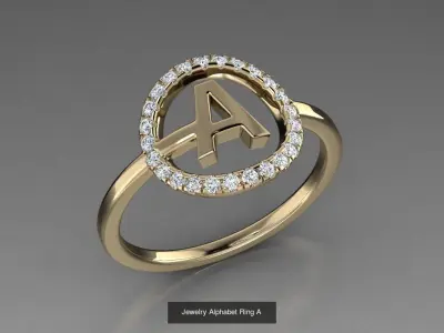 ALPHABET JEWELRY RINGS COLLECTION 3D Model Pack