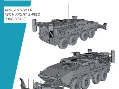 Stryker M1132 with shovel 3D print model