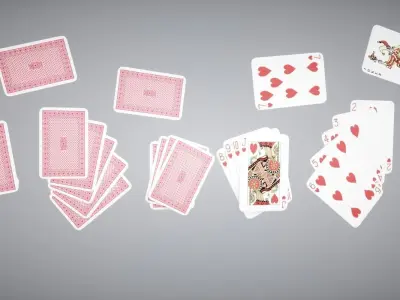 Cards set of playing Low-poly 3D model