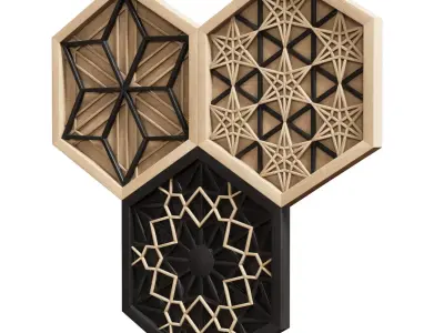 Wood Wall Decor Collection 04 3D model