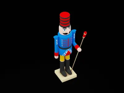 Blue Christmas Nutcracker Low-poly 3D model