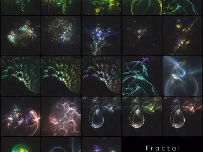 Fractal abstract lights background set 3D model
