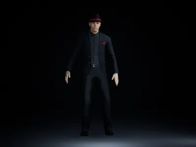 Noir Gangster in a suit Low-poly 3D model