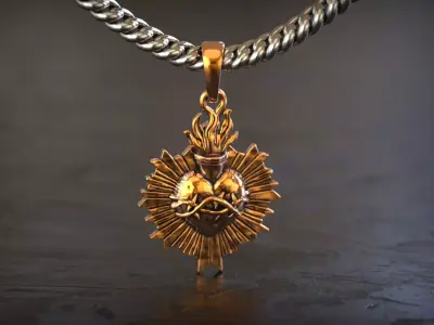 Sacred Heart Flame Pendant 3D print model
