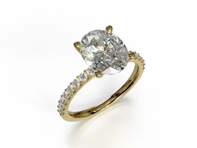 Oval Engagement Ring 3D print model