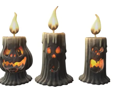 Haunted Halloween Candles Low-poly 3D model