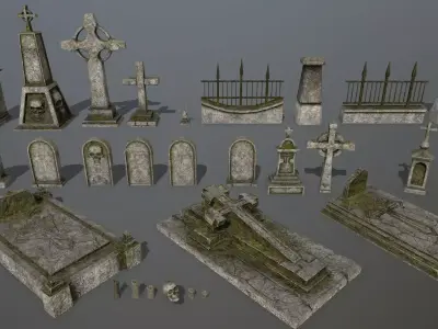 tombstone   set 02 Low-poly 3D model
