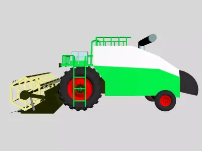 cartoon combine harvester 3D model