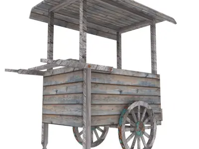Old Food Cart Low-poly 3D model