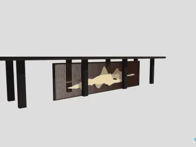 Neo-Chinese New Chinese Style Corridor Oriental Architecture 3D model
