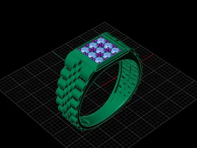 Print Ready STL 3DM  Gents Rings Diamond Men Ring  3D print model 95