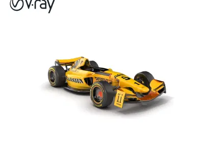 Formula  Vehicle Bright Yellow Black model pack Low-poly 3D model