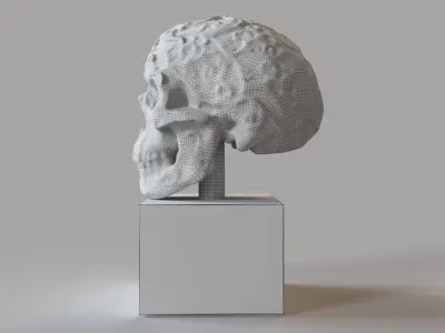 Human skull decorative sculpture 3D model