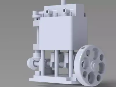 simple 2 cylinder vertical steam engine  3D model