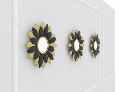 Decorative Metal Mirror plants with gold   M 16 3D model