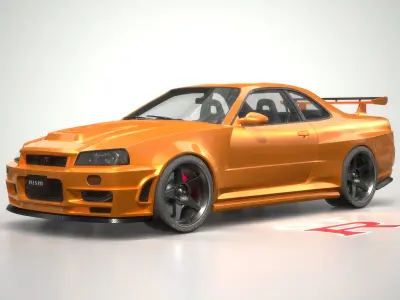 Nissan Skyline R34 GT-R Low-poly 3D model