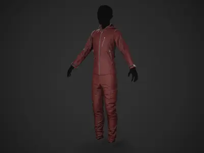 Red Snowboard Outfit Style 1 Low-poly 3D model