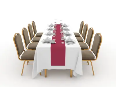 Banquet Table and Chair 77 3D model